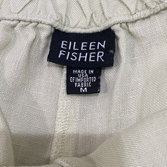 Eileen Fisher Pants Womens Medium Light Green Linen Pull On Elastic Waist Casual - Picture 5 of 5